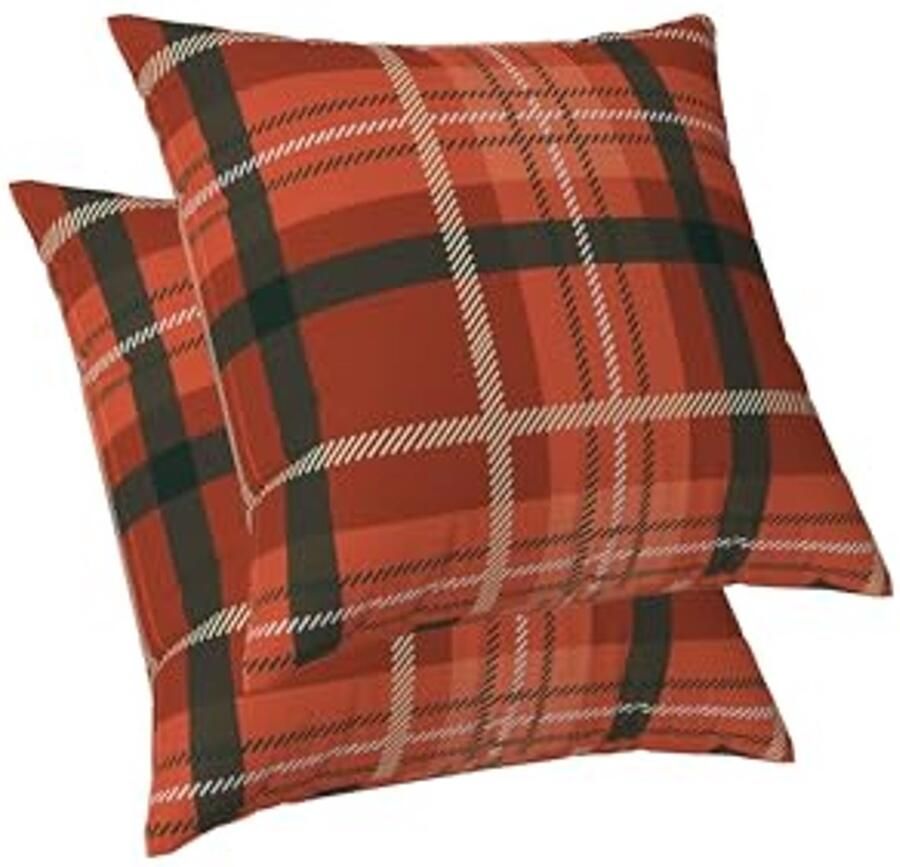 Geruite kussenslopen set van 2 Dubbelzijdige linnen kussens voor woonkamer bed en buiten 45 x 45 cm