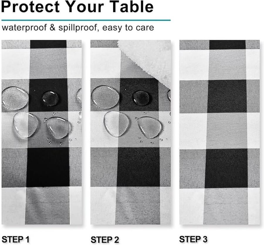 Geruite Tafelkleden Waterafstotend 1 stuk Zwart Wit Polyester 110 x 140 cm
