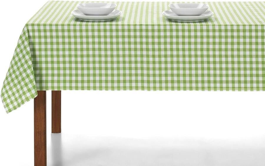 Rechthoekig geruit tafelkleed voor binnen buiten eten tuin camping zand picknick verschillende maten en modellen om uit te kiezen (pistache 140 x 140)