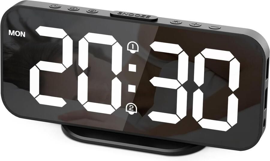 Geschikt voor Digitale wekker Digitale klok met LED-display Wekker met snoozefunctie Nachtkastje Spiegelklok Slaapkamerdecoratie Digitale klok USB-aangedreven