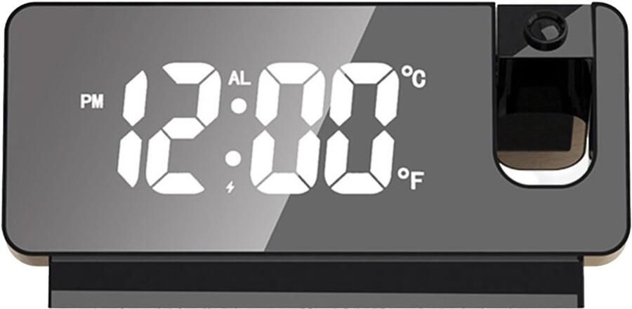 Geschikt voor Draagbare projectiewekker Datum Temperatuur Groot scherm LED digitale klok Projectie op plafond Muur 180° Projector USB-aangedreven nachtkastje klok Klokken