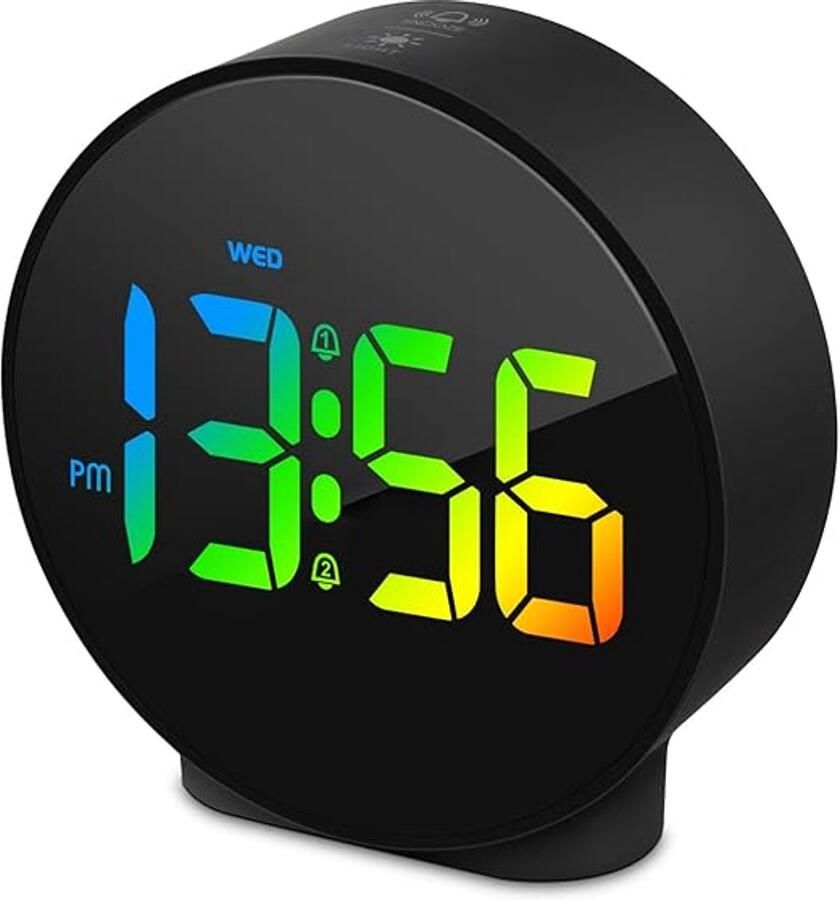 Geschikt voor Kleine digitale klok 12 24 uur LED digitale wekker Nachtkastje Snooze Dubbele wekker Modern design voor kantoor slaapkamer woonkamer