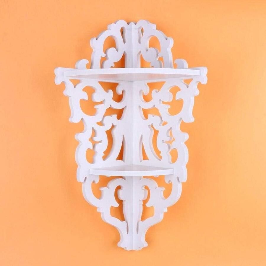 Gesneden Hoek Plank 2 Tier Wit Boekenkast Display Cosmetische Opslag Plank Badkamer Douche Rek Stand Office Tentoonstelling Slaapkamer