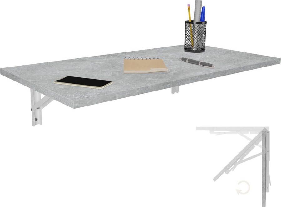 Gestaltung Wandklaptafel bureau tafelblad 80 x 40 cm in betonlook klaptafel eettafel keukentafel voor wandbartafel bartafel wandtafel opvouwbaar voor wandmontage