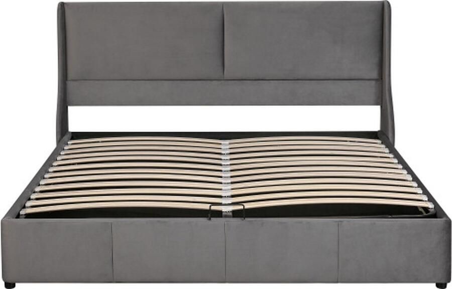 GOTAGEE Gestoffeerd 160x200cm Tweepersoonsbed (zonder matras) Grijs Hydraulisch functioneel bed Oor vorm