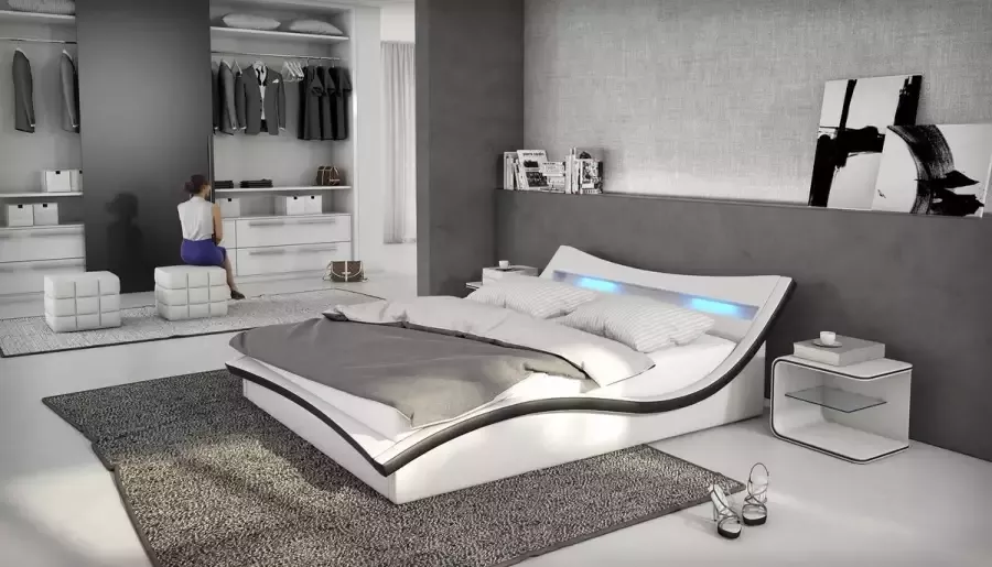 SalesFever Gestoffeerd bed met ledverlichting in het hoofdbord design bed in een moderne look - Foto 4