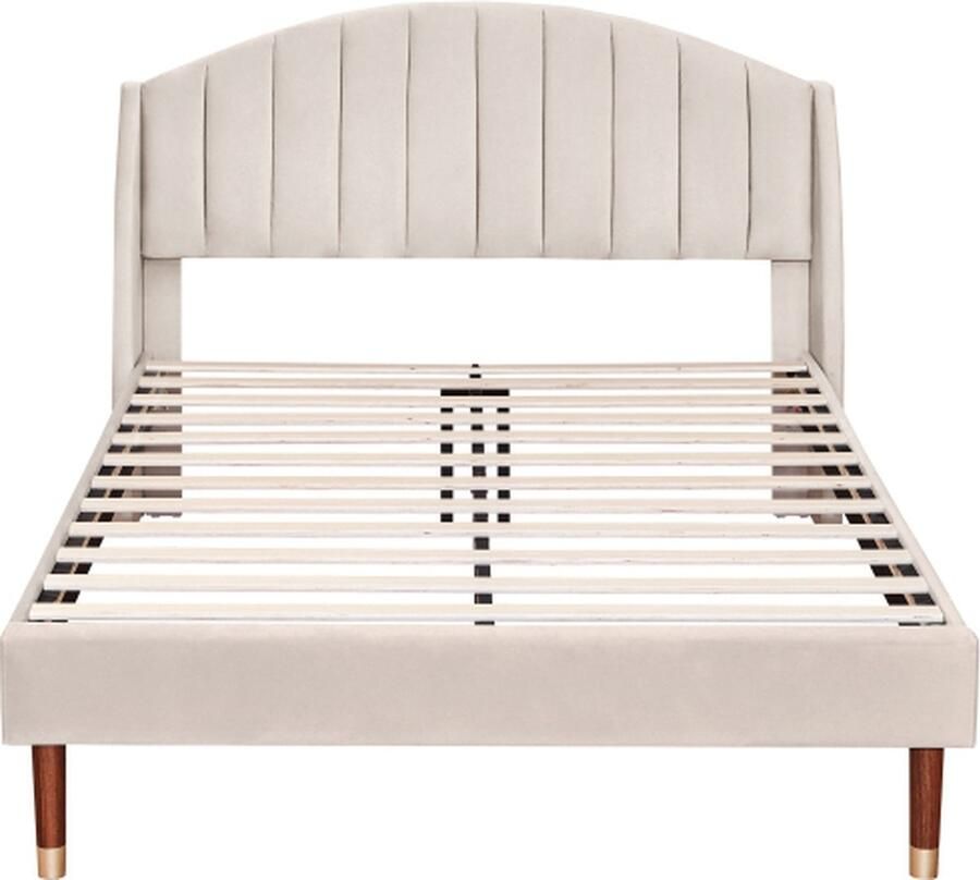 Zonder merk Gotagee Gestoffeerd bed 140x200cm Jeugdbed (zonder matras) Fluweel Beige