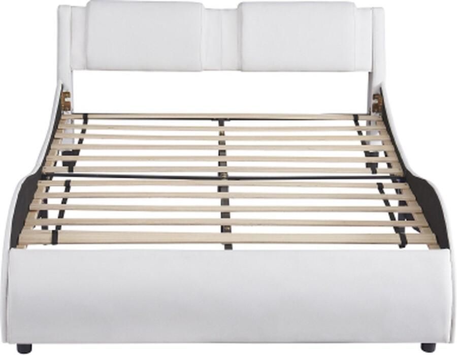 Zonder merk Gotagee Gestoffeerd bed 140x200cm Kunstleer bed (zonder matras) Met LED Wit