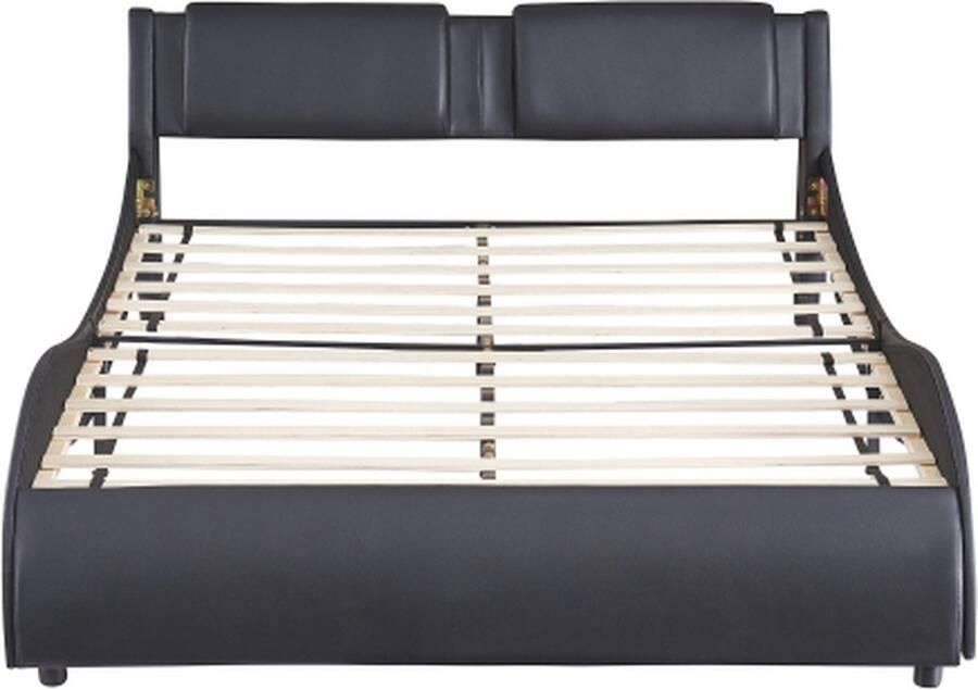 Zonder merk Gotagee Gestoffeerd bed 140x200cm Kunstleer bed (zonder matras) Met LED Zwart