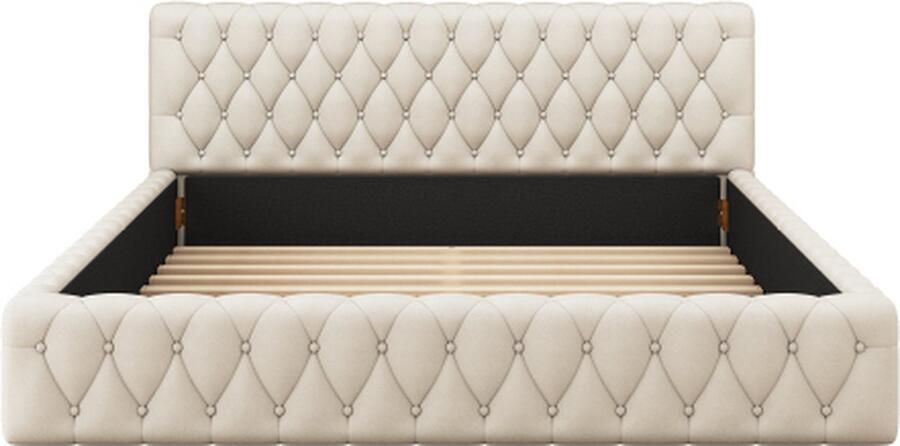 Gotagee Gestoffeerd bed 160x200cm Tweepersoonsbed (zonder matras) Jeugdbed Beige