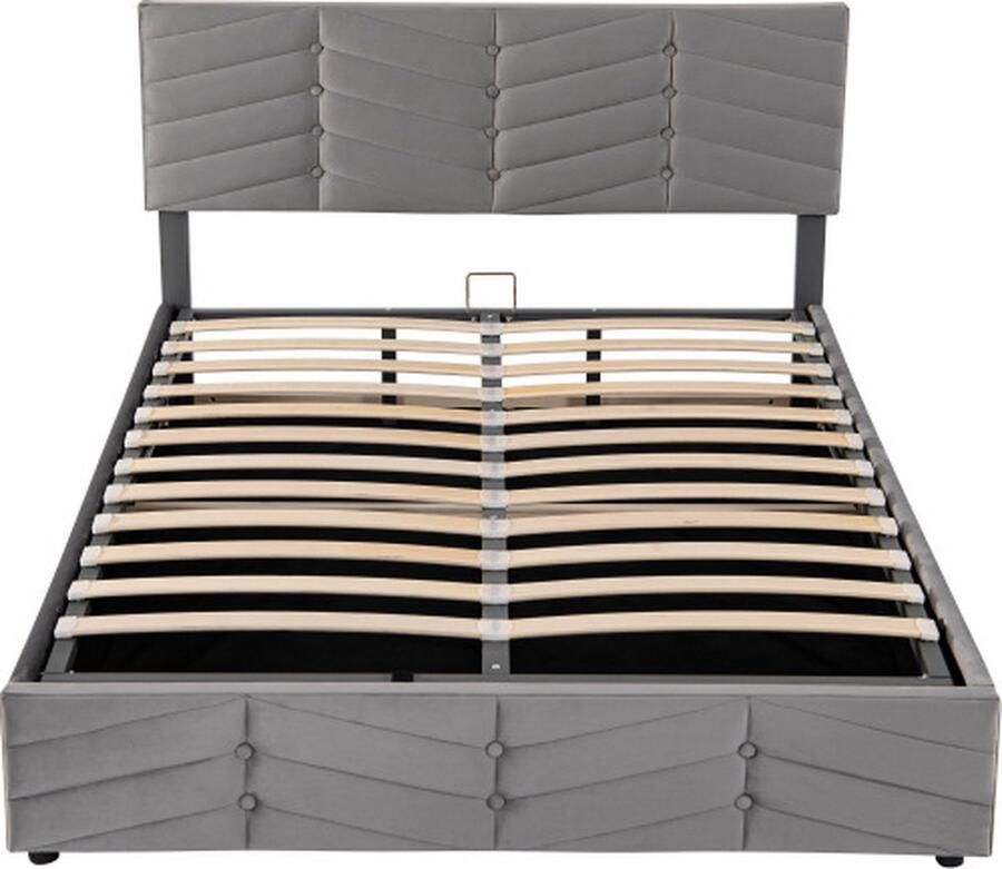 Zonder merk Gotagee Gestoffeerd bed 140x200cm Tweepersoonsbed (zonder matras）Grijs Fluweel