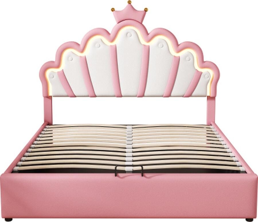 Zonder merk Gotagee Gestoffeerd bed 140x200cm Vlak bed (Zonder matras) Roze Kroonlijst