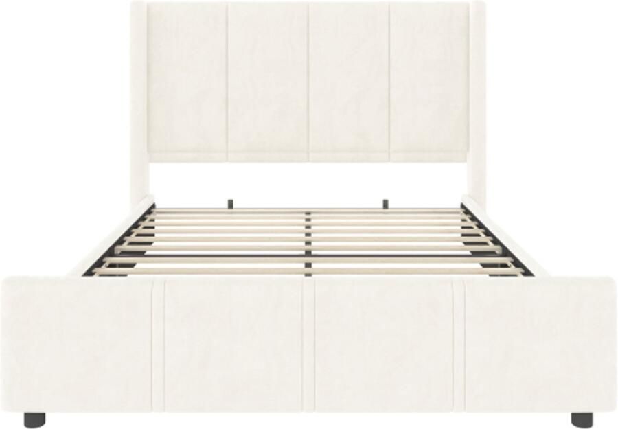 Gestoffeerd Bed 140x200cm Zonder Matras Tweepersoonsbed Modern Bed Hoog Hoofd En Voetbord Usb Zonder Led Met Metalen Frame En Houten Platen Stevig Duurzaam Voor Slaapkamer