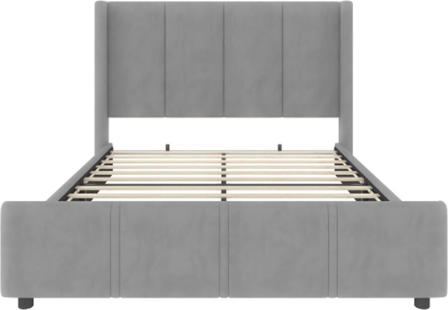 Gestoffeerd Bed 140x200cm Zonder Matras Tweepersoonsbed Modern Bed Hoog Hoofd En Voetbord Usb Zonder Led Met Metalen Frame En Houten Platen Stevig Duurzaam Grijs Voor Slaapkamer