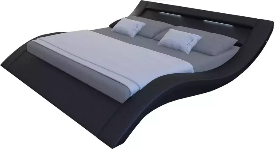 SalesFever Gestoffeerd bed met ledverlichting in het hoofdbord lounge bed in een modern model in imitatieleer