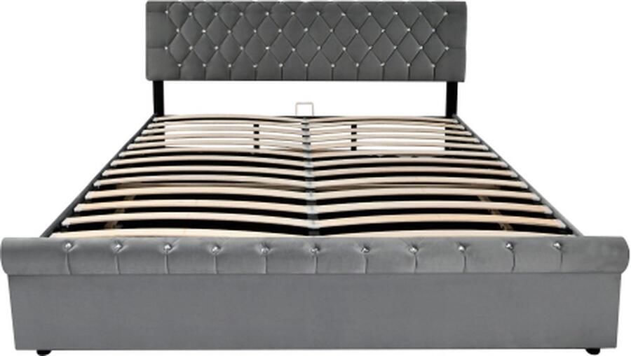 Zonder merk Gotagee Gestoffeerd bed 180x200cm Jeugdbed (zonder matras）Grijs Fluweel Tweepersoonsbed