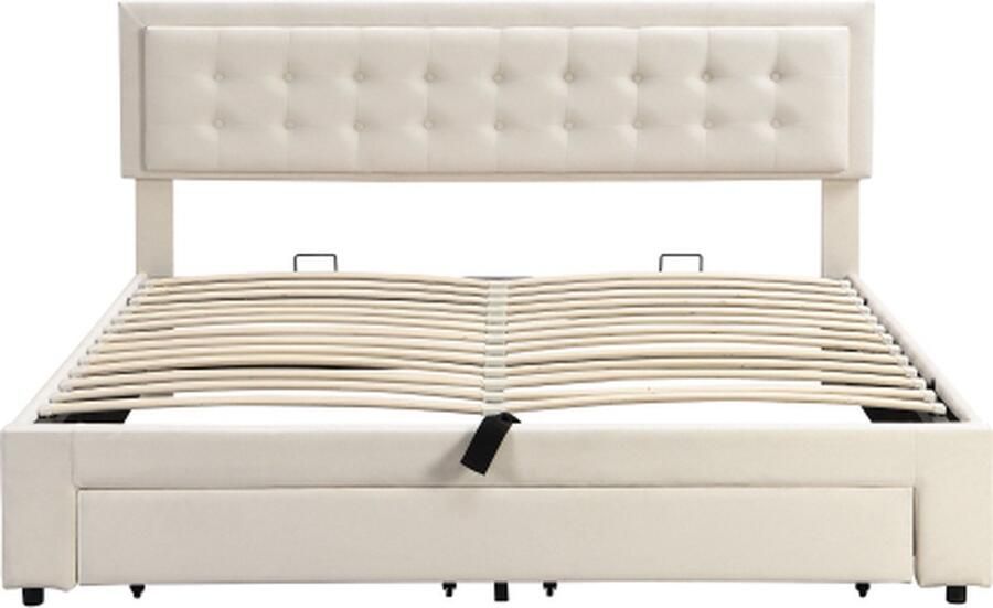 Zonder merk Gotagee Gestoffeerd bed 180x200cm Tweepersoonsbed (zonder matras) Beige Fluweel