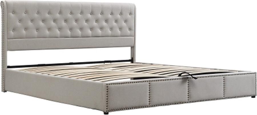 Zonder merk Gotagee Gestoffeerd bed 180x200cm (zonder matras）Lichtgrijs Katoen Linnen Tweepersoonsbed