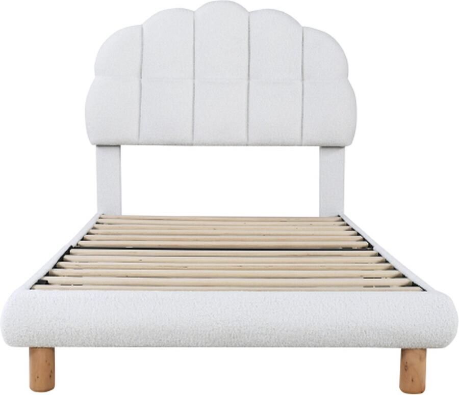 Zonder merk Gotagee Gestoffeerd bed 90x200cm Eenpersoonsbed (zonder matras) Wit Kreisvlies Kinderbed Jeugdbed