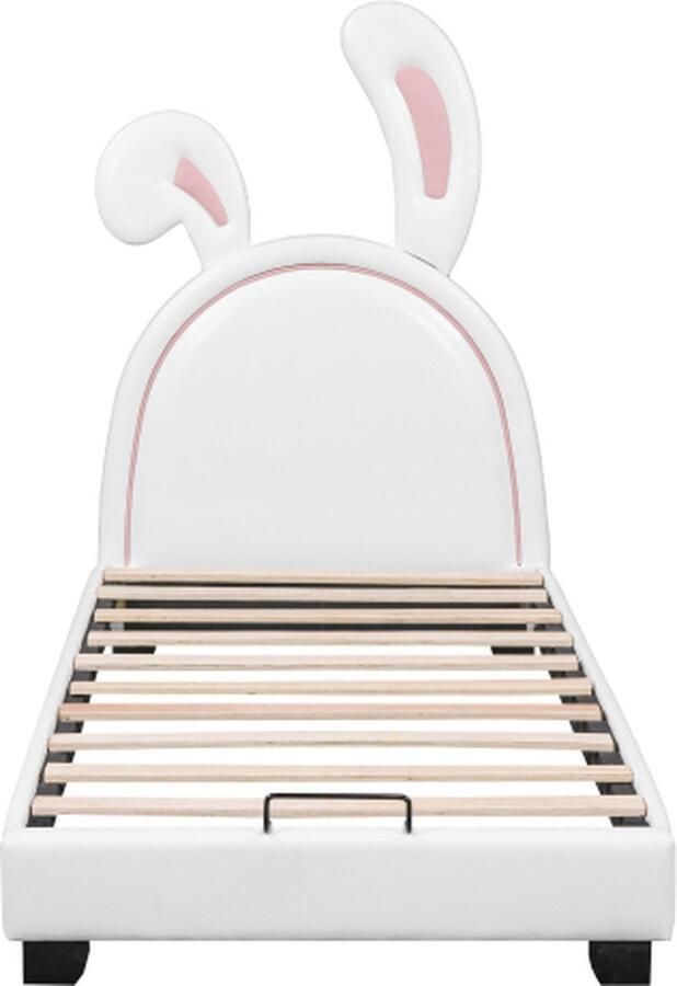 GOTAGEE Gestoffeerd bed 90x200cm Kinderbed (Zonder matras) Konijnenoorvorm Wit