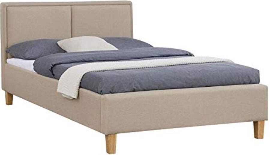 Gestoffeerd eenpersoonsbed 120x200 cm met lattenbodem in beige