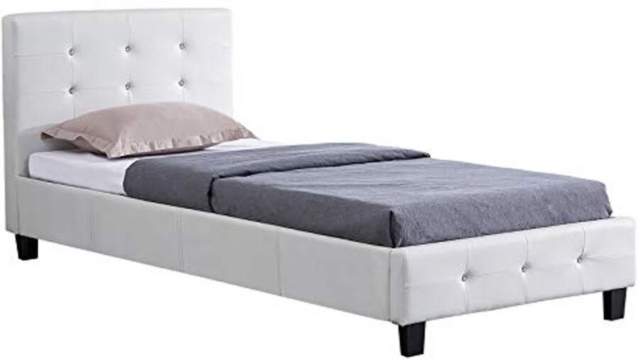 Gestoffeerd eenpersoonsbed 90 x 200 cm met design en strass-steentjes