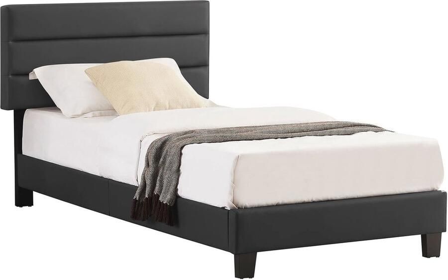 Gestoffeerd Eenpersoonsbed 90x200 cm Moderne Scandinavische Stijl met Kunstleer