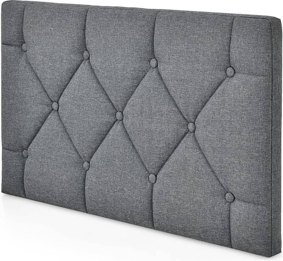 Gestoffeerd Hoofdbord Wandgemonteerde Spons Gewatteerde Hoofdbord met Linnen PU lederen Oppervlak Moderne knop Getuft Hoofdbord voor Verschillende Bedmaten Bevestiging Inbegrepen Eenvoudige Montage (Grijs)
