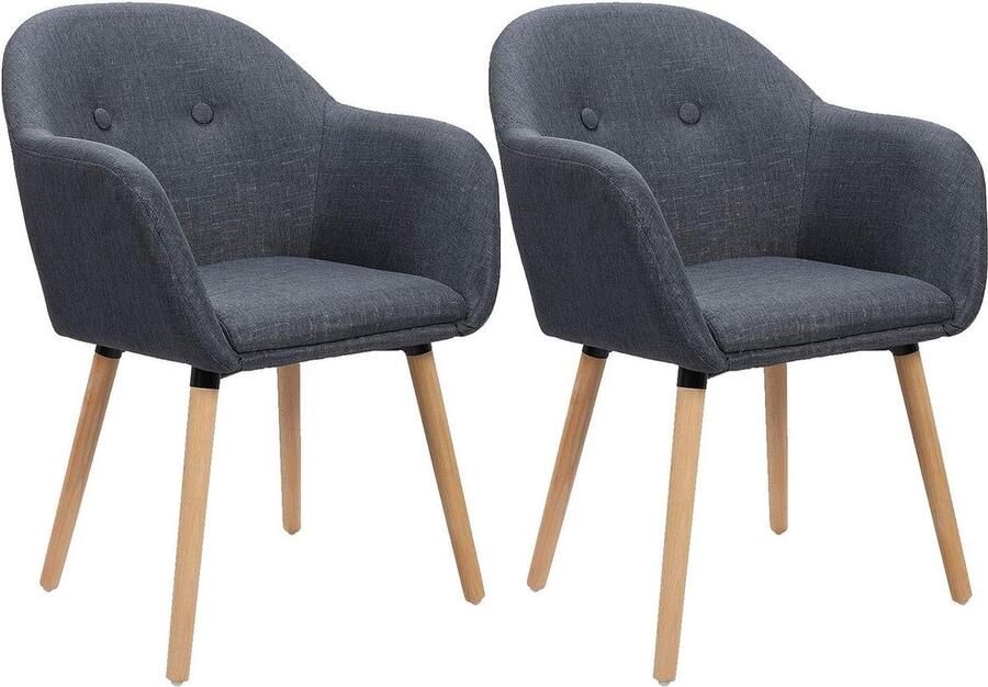 Rootz Living Rootz Gestoffeerde Eetkamerstoelenset Moderne Scandinavische stoelen Comfortabele zitplaatsen Ergonomisch ontwerp duurzame constructie veelzijdige stijl Linnen massief hout 82 cm x 40 cm x 42 cm