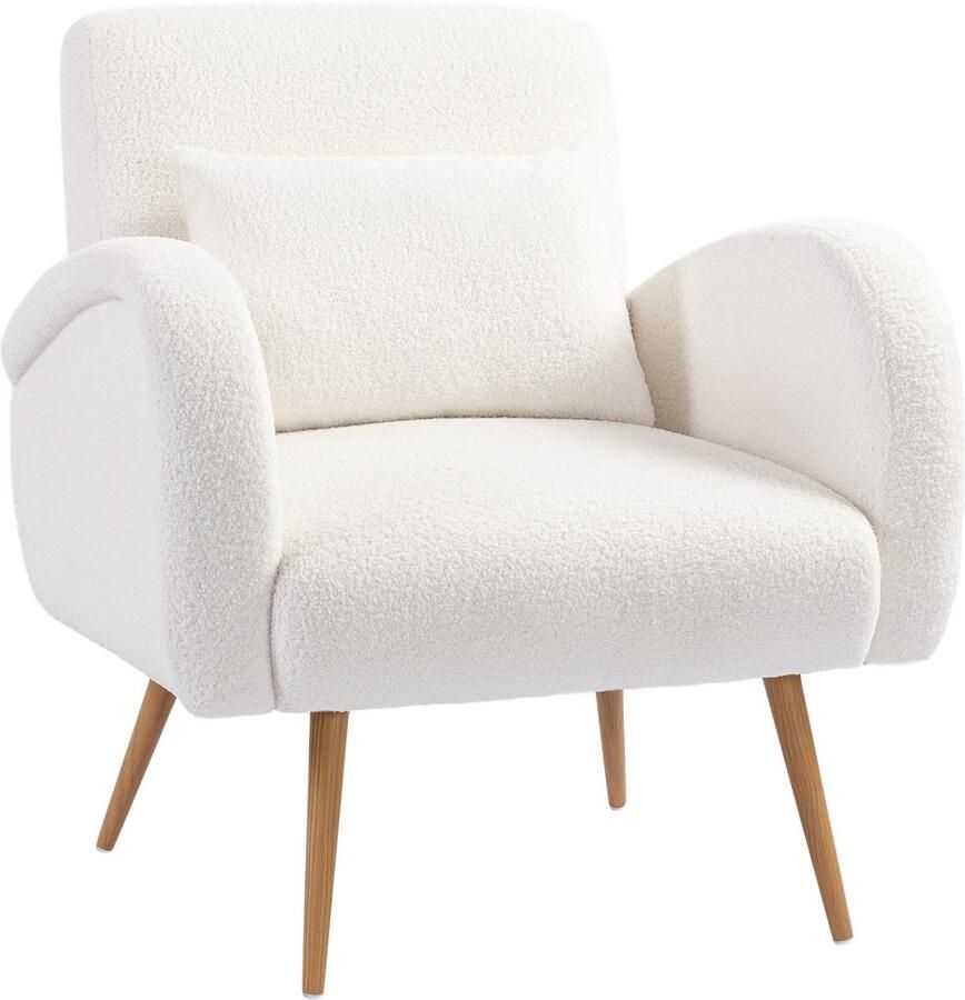 Homcom Accentstoel Polyester Metaal 77L x 77B x 83H cm Crèmewit