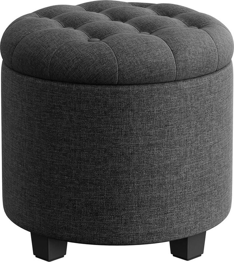 Rootz Living Rootz Storage Ottoman Voetenbank Ruimtebesparende kruk MDF-frame Linnen hoes 45 cm x 45 cm x 44 5 cm