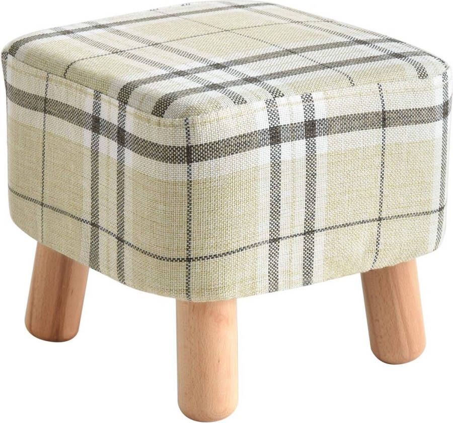 Gestoffeerde kruk voetenbank zitkruk bank kruk stoffen kruk afneembare stoelbekleding van katoen en linnen voor woonkamer en slaapkamer lichtgrijs