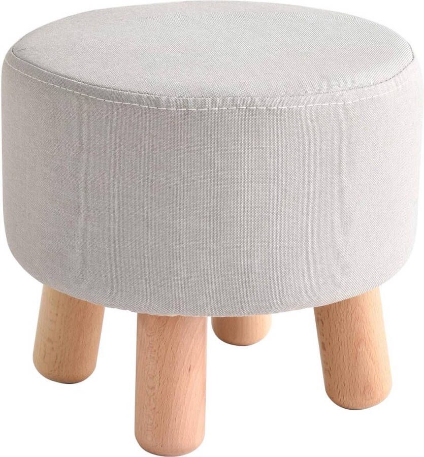 Gestoffeerde kruk voetenbank zitkruk bank kruk stoffen kruk afneembare stoelbekleding van katoen en linnen voor woonkamer en slaapkamer lichtgrijs