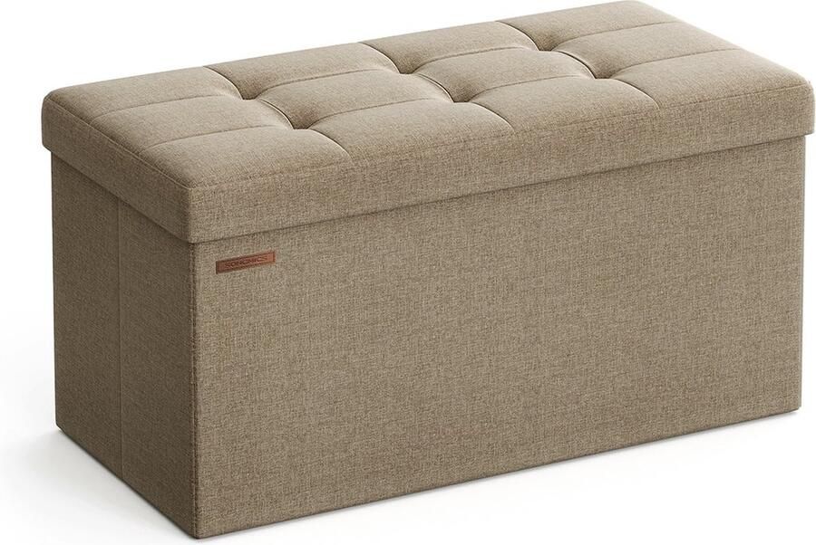 Rootz Living Rootz Gestoffeerde Opberger Poef Zitkist Voetenbank Linnen Stof 38cm x 76cm x 38cm