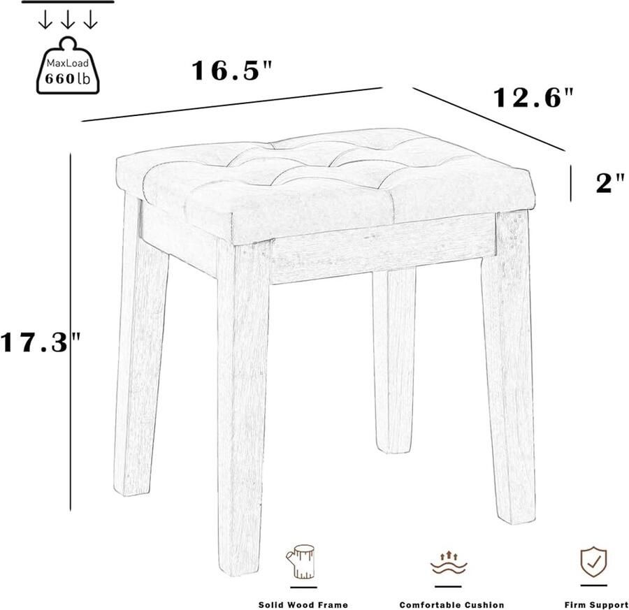 Gestoffeerde Ottomaanse kruk Ivoor Kunstleer