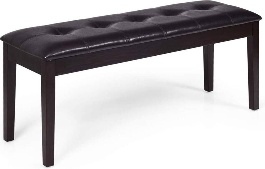 Gestoffeerde PU eetkamerbank massief houten keukenbank met comfortabele gewatteerde zitting & rubber houten poten 116 x 38 x 48 cm multifunctionele bank voor slaapkamer woonkamer hal 113 5kg gewichtscapaciteit (Bruin)