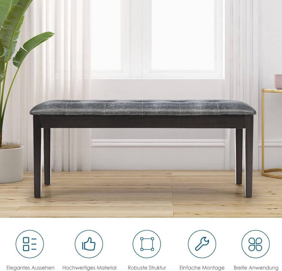 Gestoffeerde PU-zitbank eetkamerbank met comfortabele zitting en poten van massief hout gestoffeerde bank voor slaapkamer & woonkamer & hal bank tot 113 kg belastbaar bedbank bekleding (grijs)