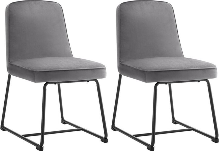 Zonder merk Gotagee Gestoffeerde stoel set eetkamerstoel keukenstoel woonkamerstoel grijs fluweel 2-delige set