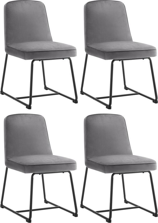 Zonder merk Gotagee Gestoffeerde stoel set eetkamerstoel keukenstoel woonkamerstoel grijs fluweel 4-delige set