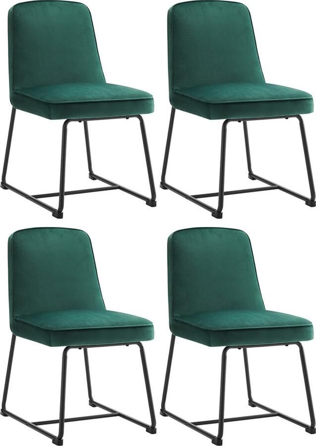 Zonder merk Gotagee Gestoffeerde stoel set eetkamerstoel keukenstoel woonkamerstoel groente fluweel 4-delige set