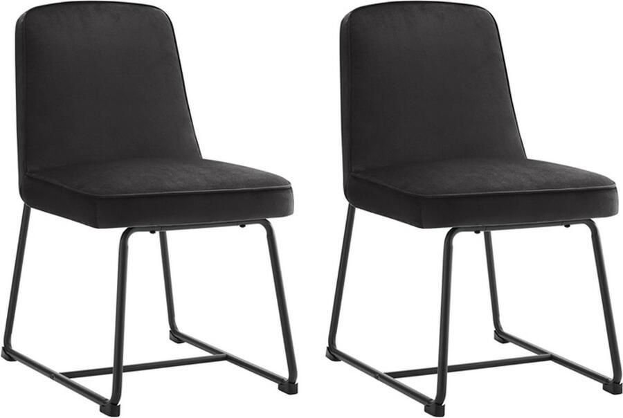 Zonder merk Gotagee Gestoffeerde stoel set eetkamerstoel keukenstoel woonkamerstoel zwart fluweel 2-delige set