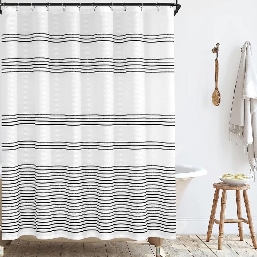 Gestreept Douchegordijn 180 x 200 cm Waterdicht Antischimmel Wasbaar Ideaal voor Badkamer en Keuken