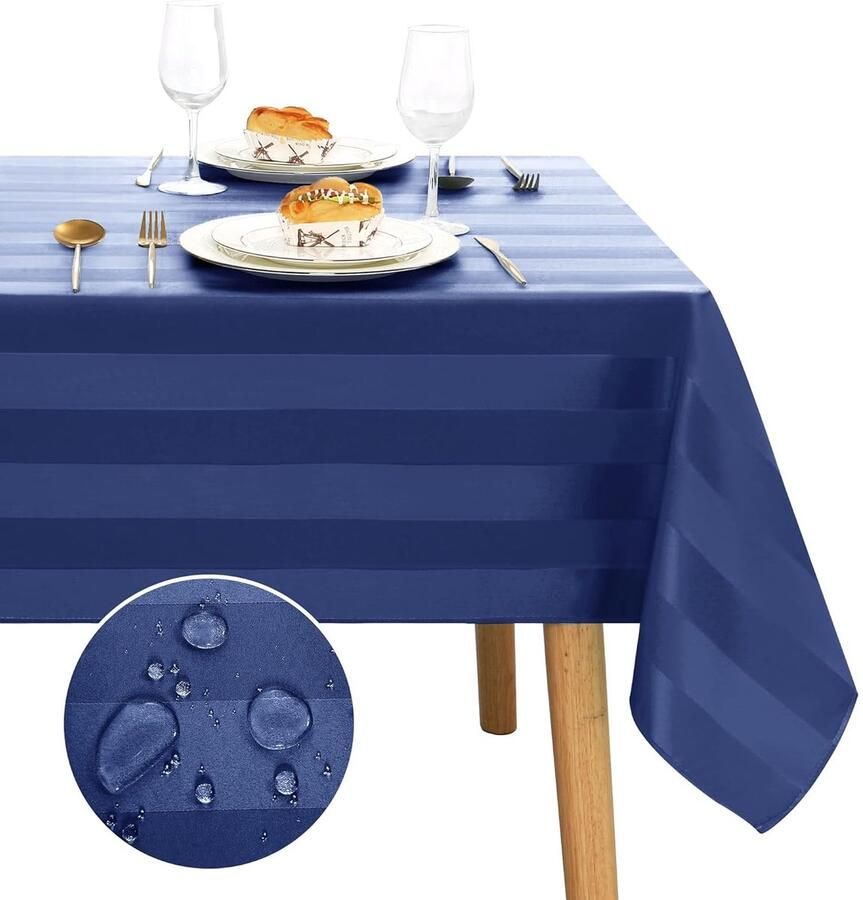 Gestreept Tafelkleed Donkerblauw 110 x 140 cm Waterafstotend