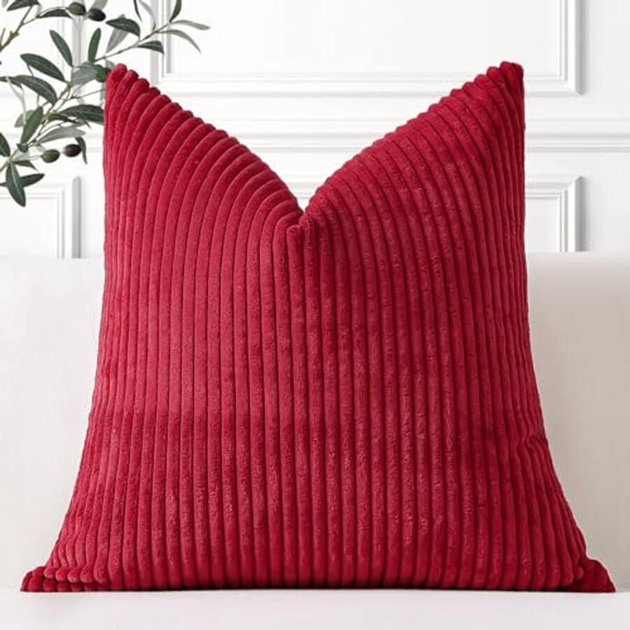 Gestreepte corduroy kussenhoes 60 x 60 cm Super zachte decoratieve kussensloop voor sofa bank slaapkamer en auto