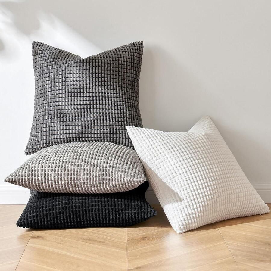 Gestreepte corduroy kussenhoezen vierkante kussenslopen met rits sofa stoel bank slaapkamer 45x45 cm 4 stuks coole serie Bankkussen