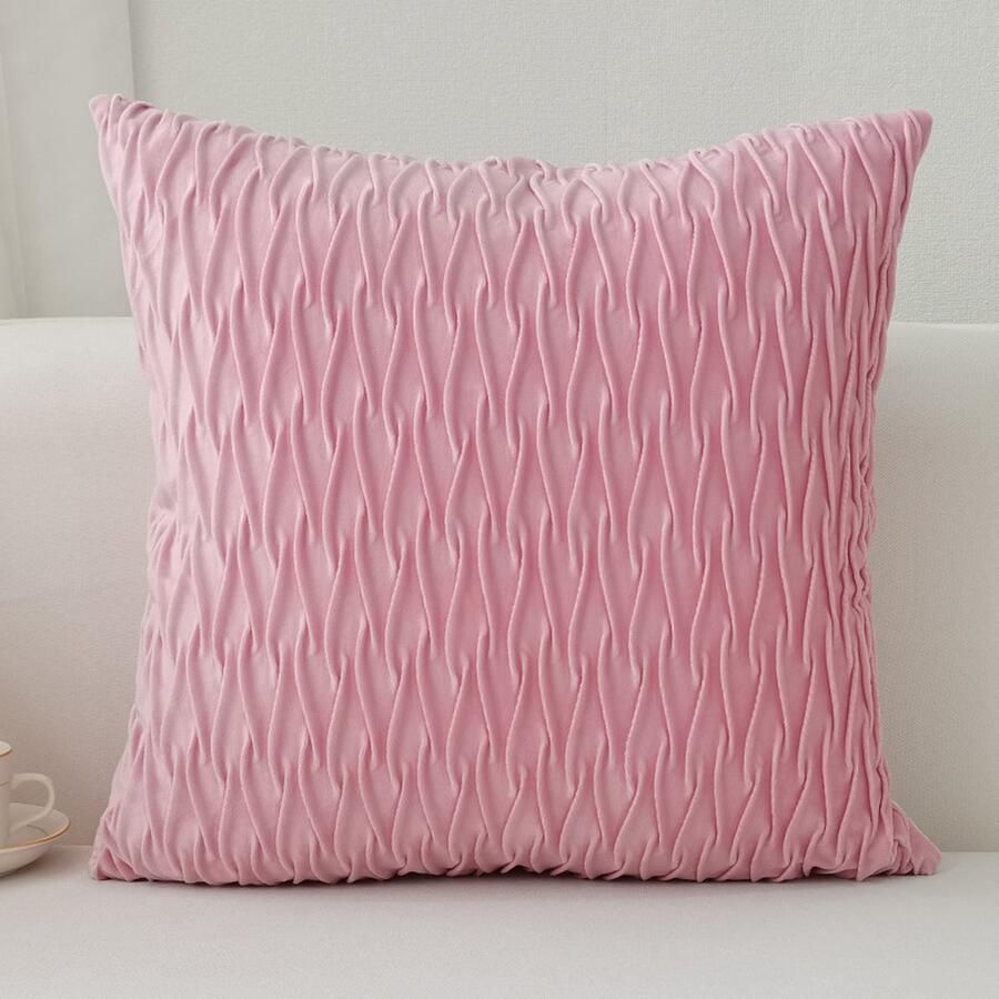 Gestreepte decoratieve kussensloop moderne fluwelen vierkante kussensloop met textuur voor slaapbank bank stoel slaapkamer woonkamer 18x18 inch 2-pack Donkerblauw 45*45cm