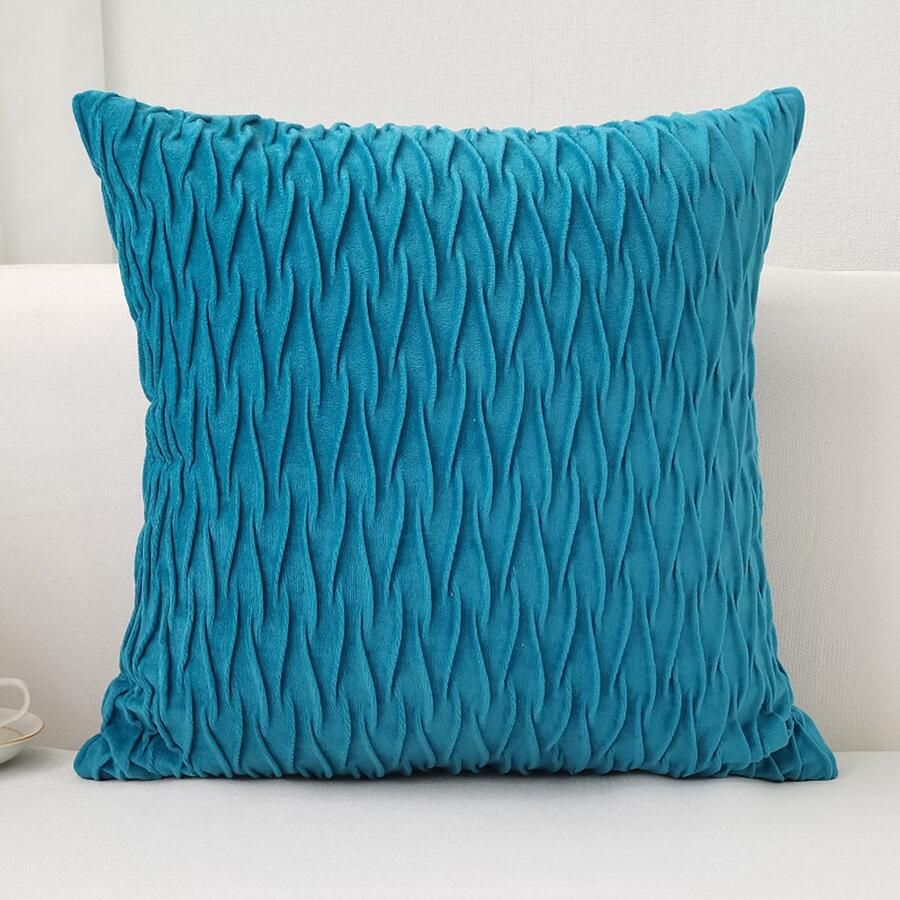 Gestreepte decoratieve kussensloop moderne fluwelen vierkante kussensloop met textuur voor slaapbank bank stoel slaapkamer woonkamer 18x18 inch 2-pack Donkerblauw 45*45cm - Foto 8