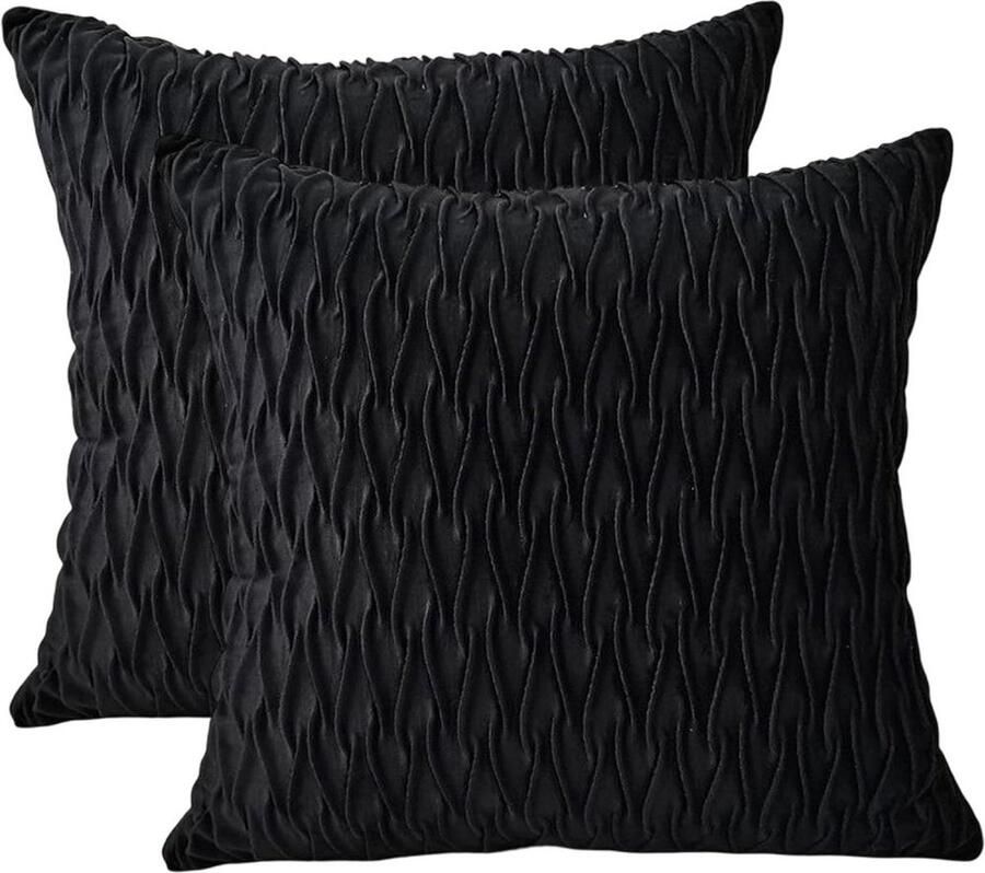 Gestreepte decoratieve kussensloop moderne fluwelen vierkante kussensloop met textuur voor slaapbank bank stoel slaapkamer woonkamer 18x18 inch 2-pack Donkerblauw 45*45cm - Foto 7
