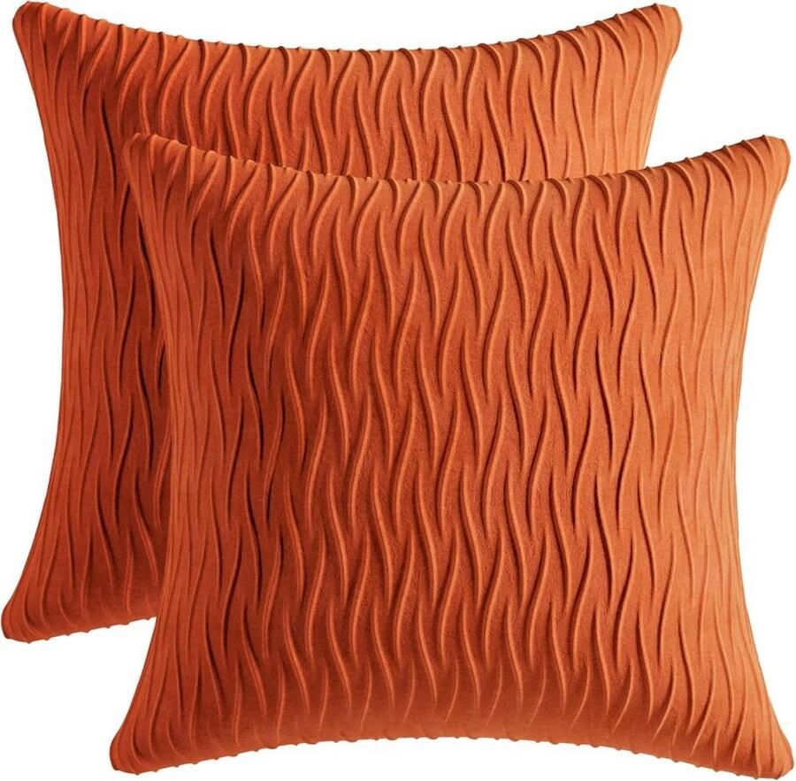 Gestreepte decoratieve kussensloop moderne fluwelen vierkante kussensloop met textuur voor slaapbank bank stoel slaapkamer woonkamer 18x18 inch 2-pack Donkerblauw 45*45cm - Foto 5