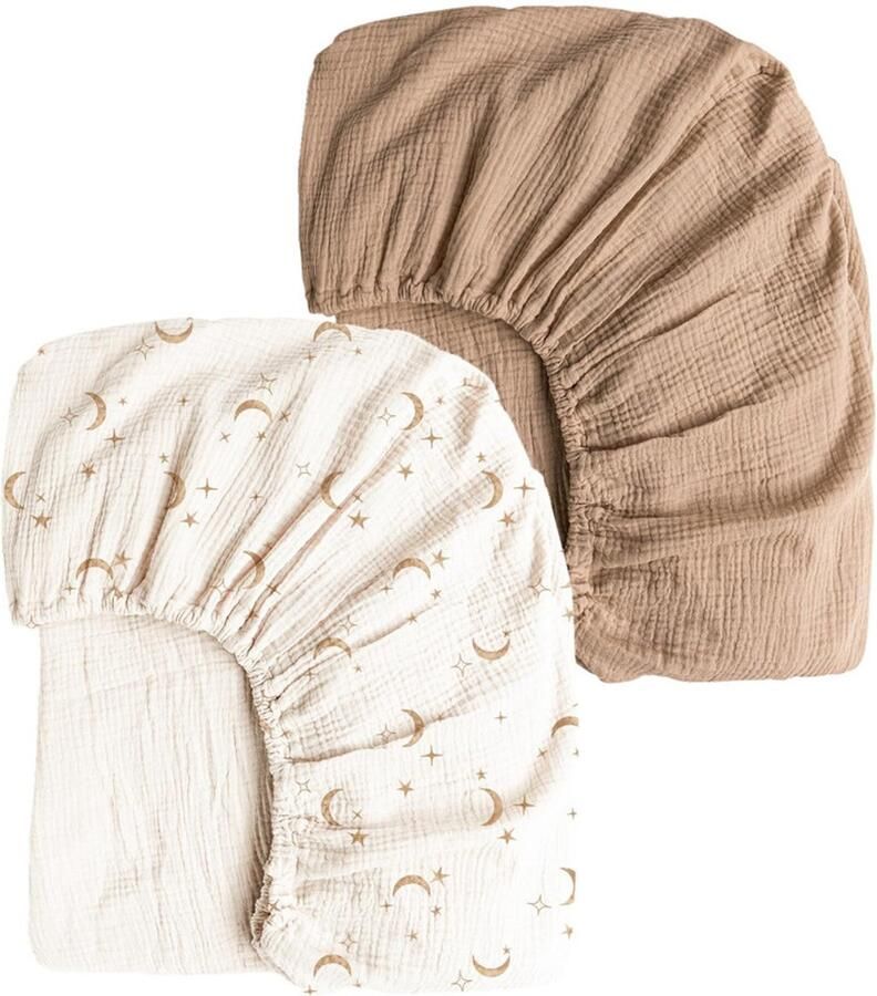 Getailleerd laken 2 stuks M 71*135CM Gekreukt kinderlaken Volledige hoes voor kinderbedje Ademend kinderlaken Wieglaken Zacht en ademend Geschikt voor wiegjes ledikantjes en ovale manden Matrashoes